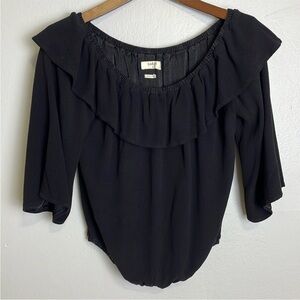 ba&sh Black Ruffled front pirate Flutter Sleeve Blouse